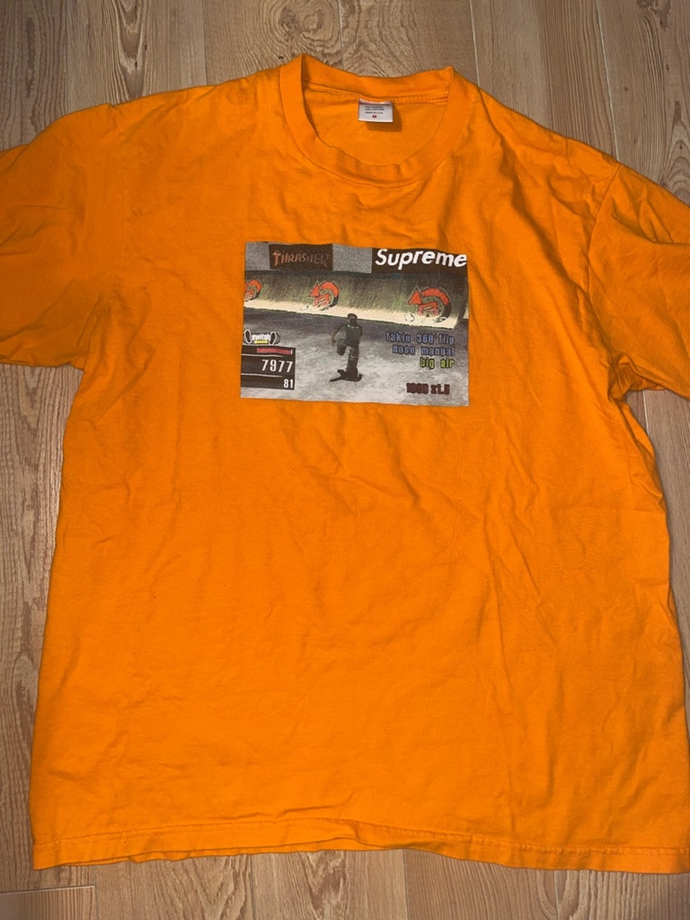 Supreme Thrasher Orange Graphic Print Skateboarding Short Sleeve T-Shirt